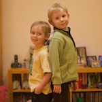 Two boys on a table