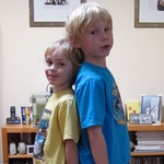 Two boys on a table