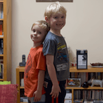 Two boys on a table
