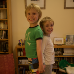 Two boys on a table